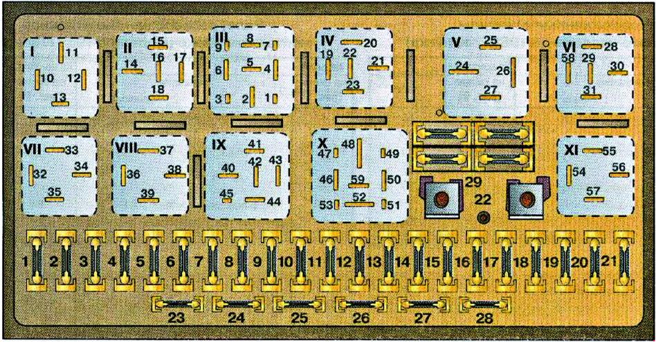 Detailansicht des Sicherungsplans für den Zigarettenanzünder im Audi 80 B3.