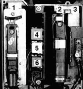 Sicherungskasten (E-Box) in der rechten hinteren Ecke des Motorraums.