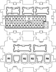 Detailliertes Sicherungskasten-Diagramm für das Armaturenbrett (J/B) der Baujahre 2008-2017.