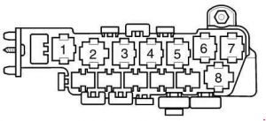 Detailliertes Schema der acht Hilfsrelais hinter der Relaisplatte