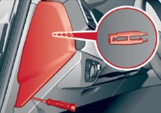 Position des Sicherungskastens im Fußraum des Fahrers bei Linkslenkung.