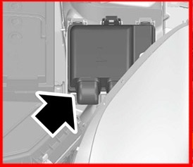 Position des Sicherungsbelegungsplans im Motorraum des Ford Puma (2019-2020)