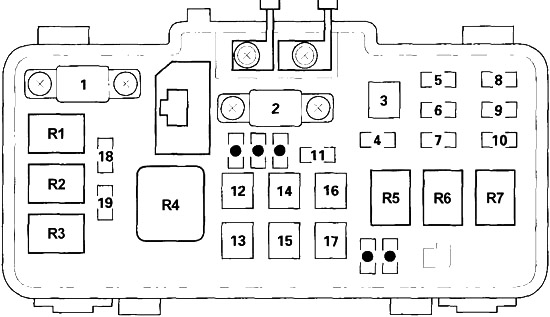 Sicherungsplan des Motors im Honda Insight, Detailansicht.