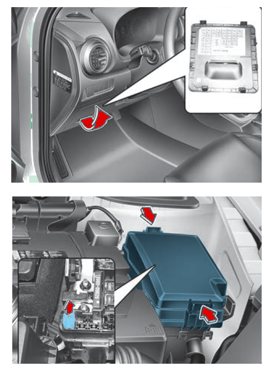 Sicherungsbelegung des Hyundai Kona I (2017-2021) im Innenraum
