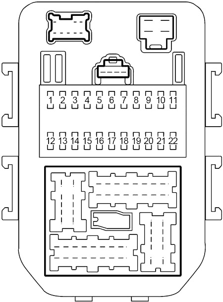 Sicherungskasten im Fußraum der Fahrerseite, Teil des Sicherungsplans Nr. 1.