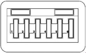 Detailansicht des Sicherungskastens im Lichtmodul, der eine 10 A Sicherung enthält.