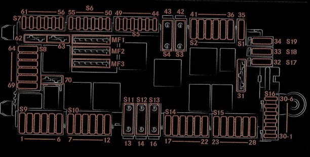 Sicherungskasten und Relais im Beifahrerfußraum des Mercedes-Benz Sprinter.