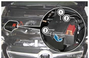 Übersicht des Sicherungskastens im Motorraum des Mercedes-Benz Vito III W447.