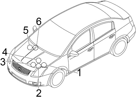 Motorraumansicht von hinten, detailliert.