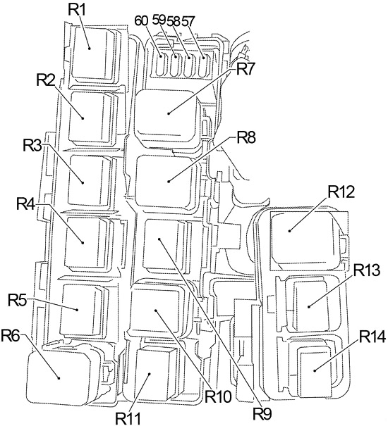 Sicherungskasten im Nissan Xterra für den beheizten Sauerstoffsensor.