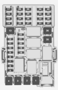 Sicherungskasten auf dem Armaturenbrett des Opel Adam (2012-2014) für TPMS.