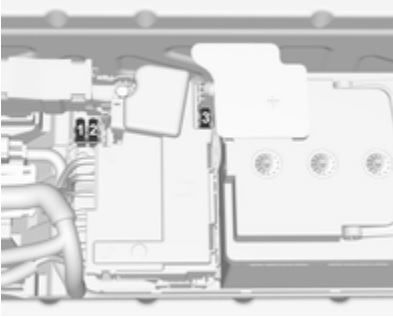 Sicherungen nahe der Fahrzeugbatterie im Motorraum.