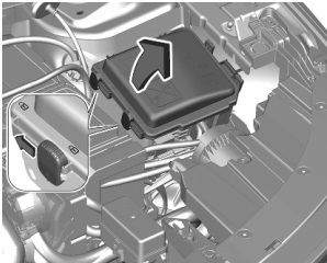 Position des Sicherungskastens im vorderen linken Bereich des Motorraums.
