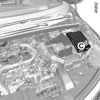 Übersicht des Sicherungskastens im Motorraum, wichtig für Wartung der Modelle 2019-2022.