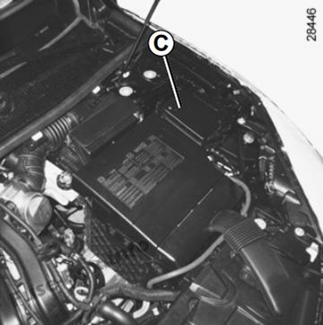 Sicherungskasten im Motorraum eines Fahrzeugs der Baujahre 2008-2015.