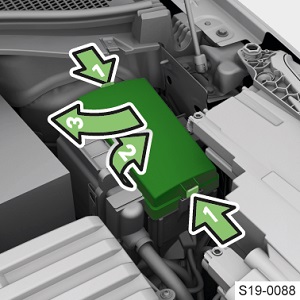 Sicherungsplan im Motorraum des Škoda Kodiaq, Modelljahr 2020.