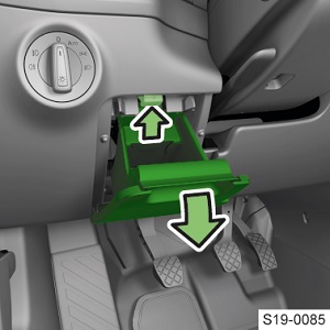 Übersicht der Sicherungen im Armaturenbrett des Škoda Kodiaq, Modelljahr 2020.
