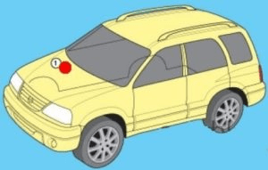 Nahaufnahme des Sicherungskastens unter der Motorhaube, rechts neben der Batterie.