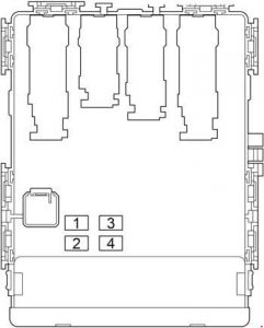 Sicherungskasten hinter dem Handschuhfach des Toyota Corolla (2013-2018).