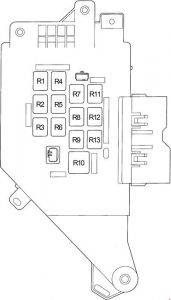 Sicherungsdetails für die Teleskoplenkung in der Kabine des Land Cruiser 100 (1998-2003).