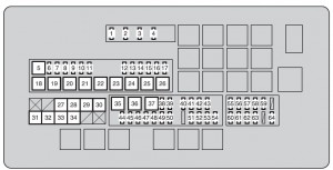 Motorraum des Toyota Land Cruiser (2008-2009) mit Sicherungskasten.