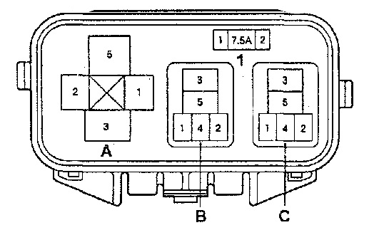 Diagramm des ABS-Sicherungskastens für den Toyota Yaris 1.