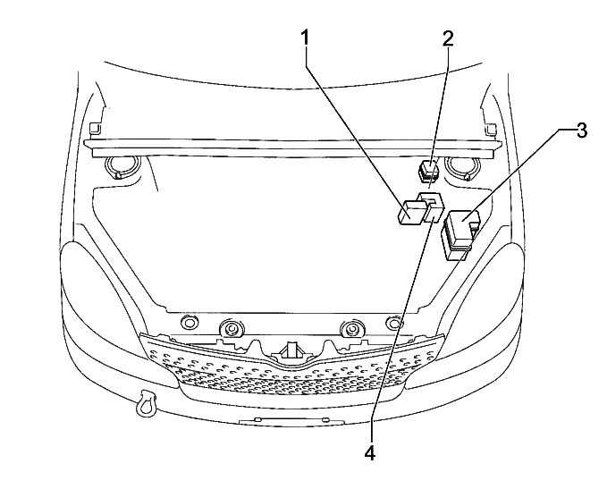 Allgemeines Schema der Sicherungskästen unter der Motorhaube des Toyota Yaris.