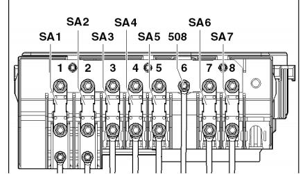 Übersicht der Hauptsicherungen 54-57 im Innenraum des Fahrzeugs.
