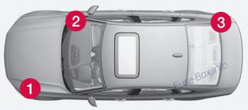 Zweite Ansicht des Sicherungsplans für den Volvo S90 (2017-2019).