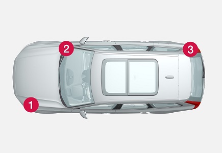 Übersicht des Sicherungskastens im Volvo V90 Motorraum mit Belegung.